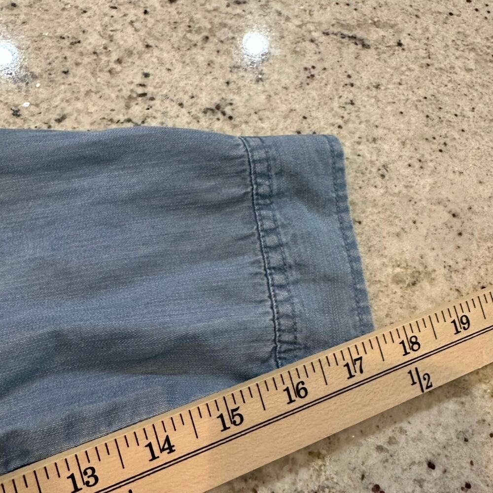 Beach lunch lounge denim blue long tail button front shirt size XL - Picture 7 of 8